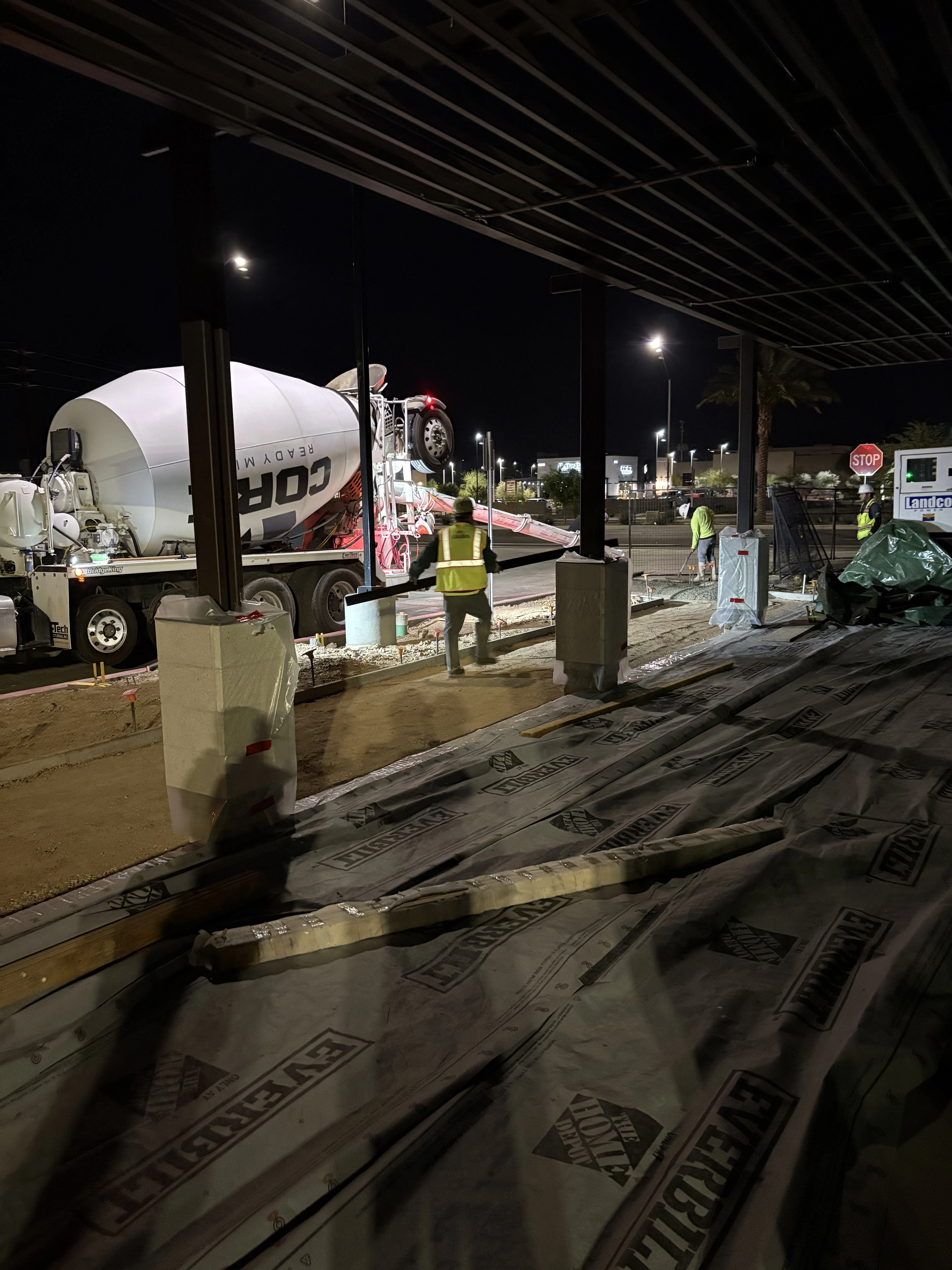 Commercial sidewalk concrete installation crew working in Phoenix Arizona
